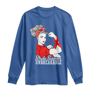 Stroke Survivor Unbreakable Long Sleeve Shirt Stroke Awareness Gift TS11 Royal Blue Print Your Wear