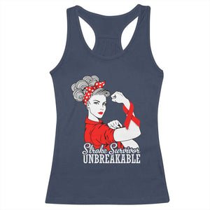 Stroke Survivor Unbreakable Racerback Tank Top Stroke Awareness Gift TS11 Navy Print Your Wear
