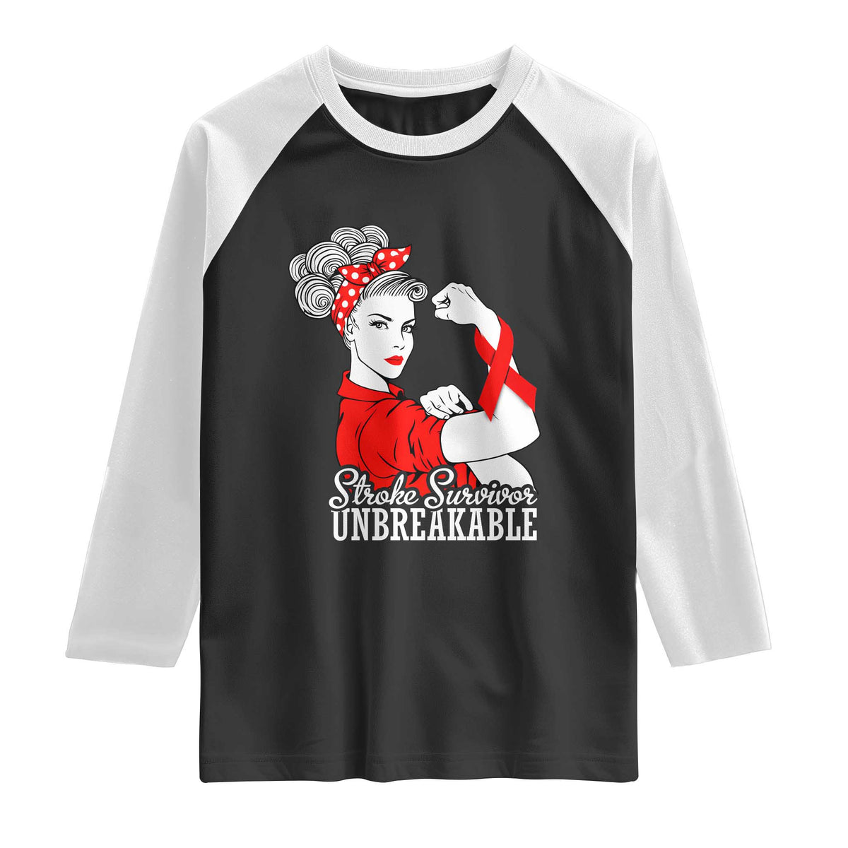 Stroke Survivor Unbreakable Raglan Shirt Stroke Awareness Gift TS11 Black White Print Your Wear