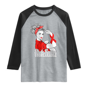 Stroke Survivor Unbreakable Raglan Shirt Stroke Awareness Gift TS11 Heather Gray Black Print Your Wear