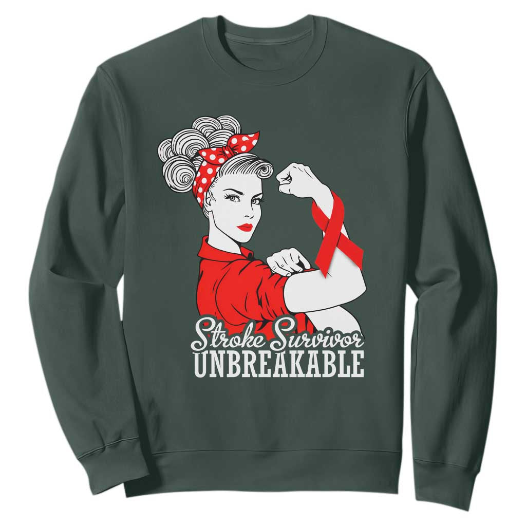 Stroke Survivor Unbreakable Sweatshirt Stroke Awareness Gift TS11 Dark Forest Green Print Your Wear