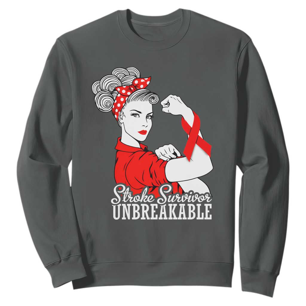 Stroke Survivor Unbreakable Sweatshirt Stroke Awareness Gift TS11 Dark Heather Print Your Wear