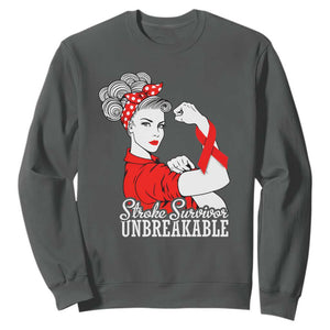 Stroke Survivor Unbreakable Sweatshirt Stroke Awareness Gift TS11 Dark Heather Print Your Wear