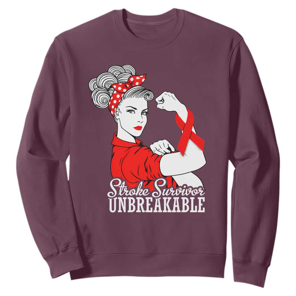Stroke Survivor Unbreakable Sweatshirt Stroke Awareness Gift TS11 Maroon Print Your Wear