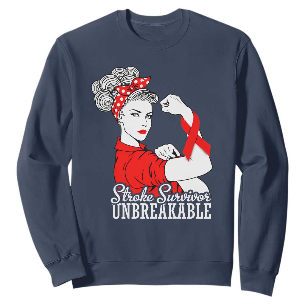 Stroke Survivor Unbreakable Sweatshirt Stroke Awareness Gift TS11 Navy Print Your Wear