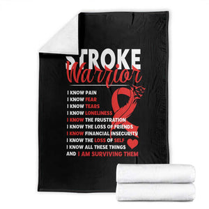 Stroke Warrior Throw Blanket I Know Pain Fear Feather Red Ribbon TS11 Black Print Your Wear