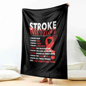 Stroke Warrior Throw Blanket I Know Pain Fear Feather Red Ribbon TS11 Print Your Wear