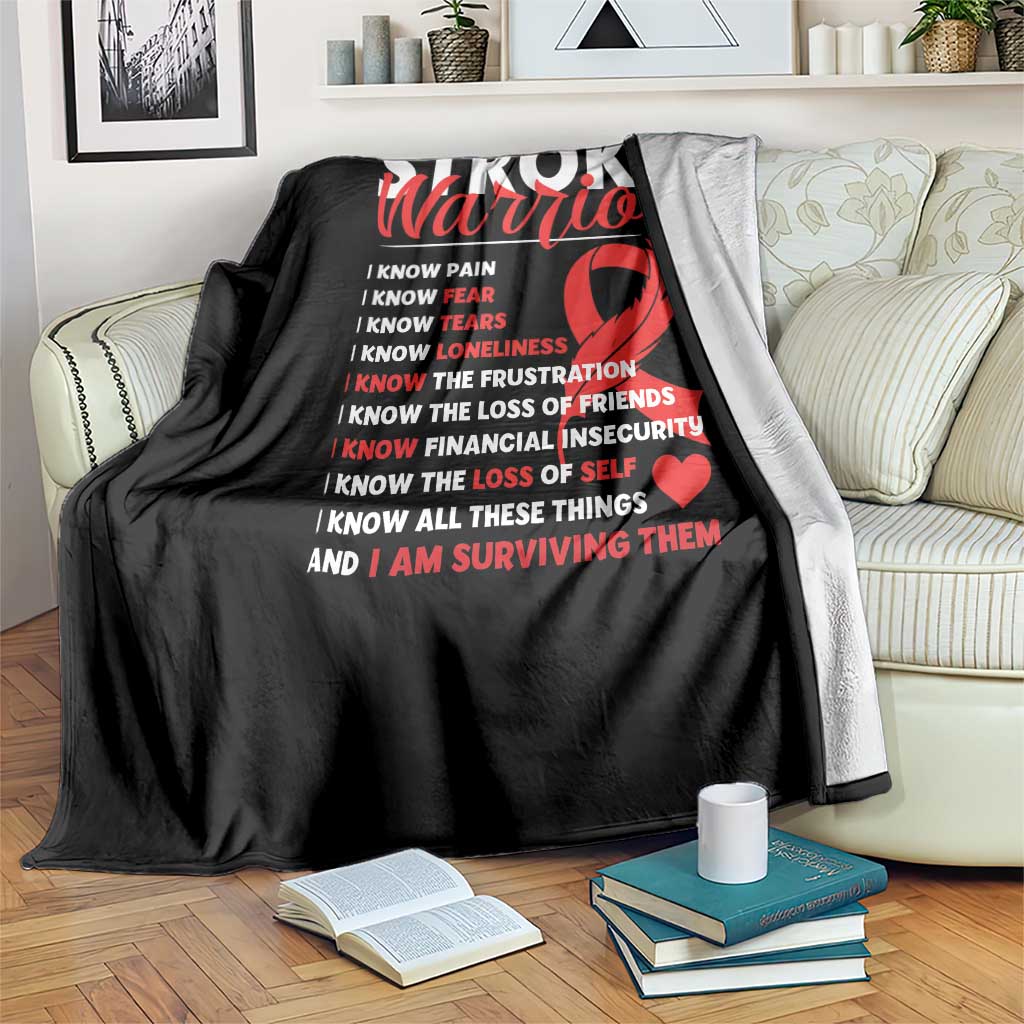 Stroke Warrior Throw Blanket I Know Pain Fear Feather Red Ribbon TS11 Print Your Wear
