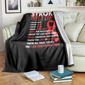Stroke Warrior Throw Blanket I Know Pain Fear Feather Red Ribbon TS11 Print Your Wear