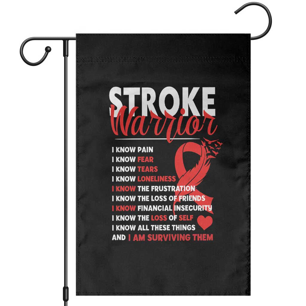 Stroke Warrior Garden Flag I Know Pain Fear Feather Red Ribbon TS11 Black Print Your Wear