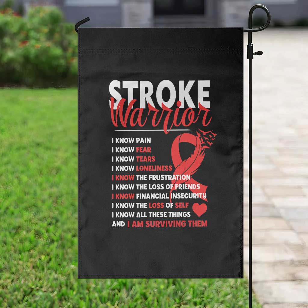 Stroke Warrior Garden Flag I Know Pain Fear Feather Red Ribbon TS11 Print Your Wear
