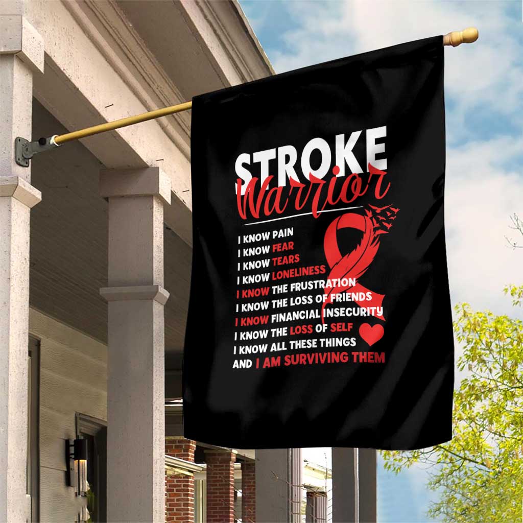 Stroke Warrior Garden Flag I Know Pain Fear Feather Red Ribbon TS11 Print Your Wear