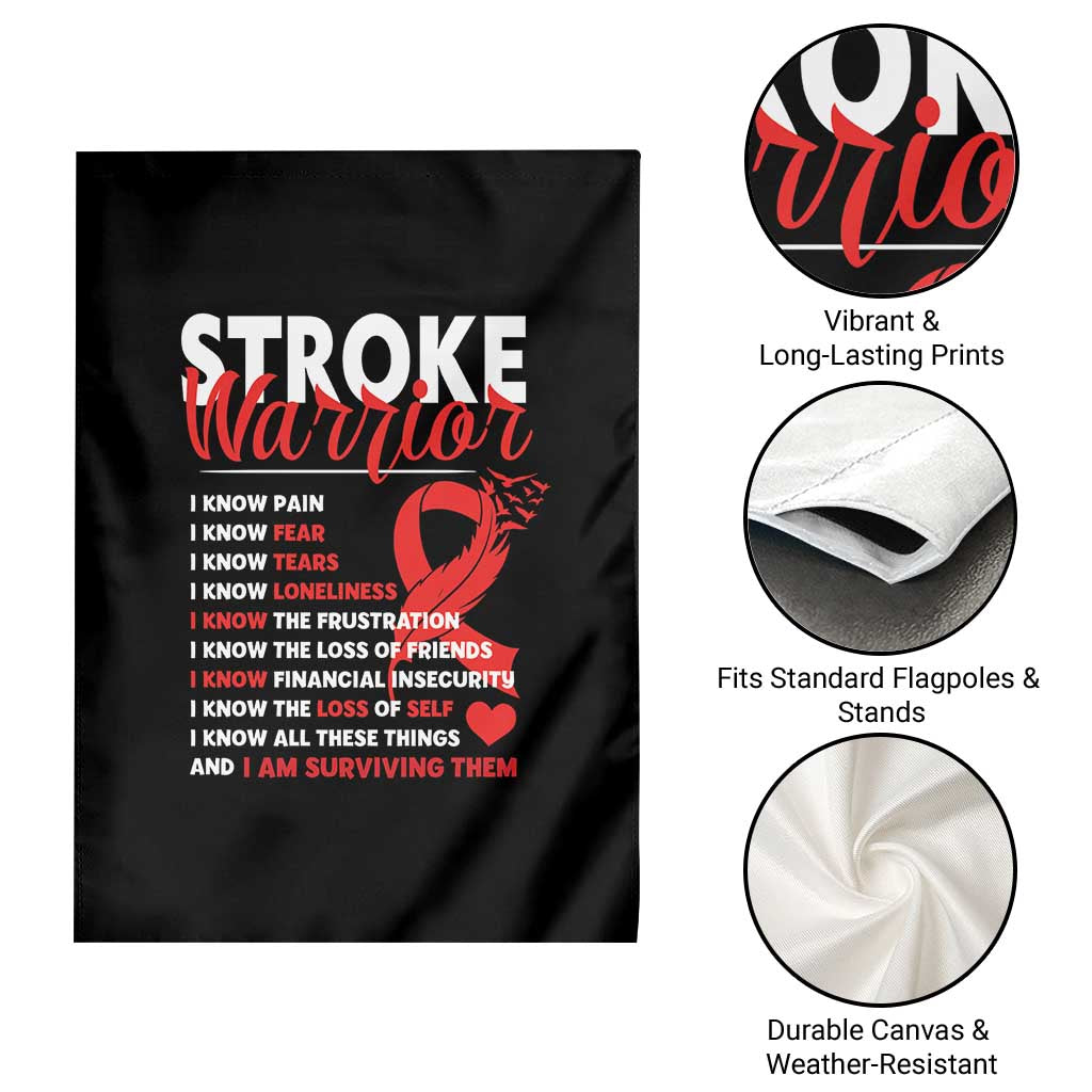 Stroke Warrior Garden Flag I Know Pain Fear Feather Red Ribbon TS11 Print Your Wear