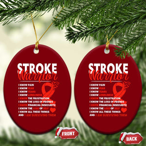 Stroke Warrior Ceramic Ornament I Know Pain Fear Feather Red Ribbon TS11 Print Your Wear