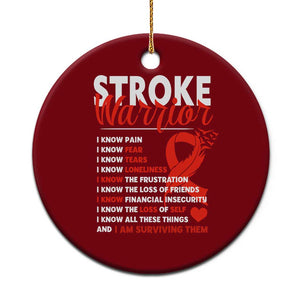 Stroke Warrior Ceramic Ornament I Know Pain Fear Feather Red Ribbon TS11 1pc Red Print Your Wear