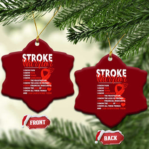 Stroke Warrior Ceramic Ornament I Know Pain Fear Feather Red Ribbon TS11 Print Your Wear