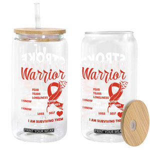 Stroke Warrior Glass Can I Know Pain Fear Feather Red Ribbon TS11 Print Your Wear