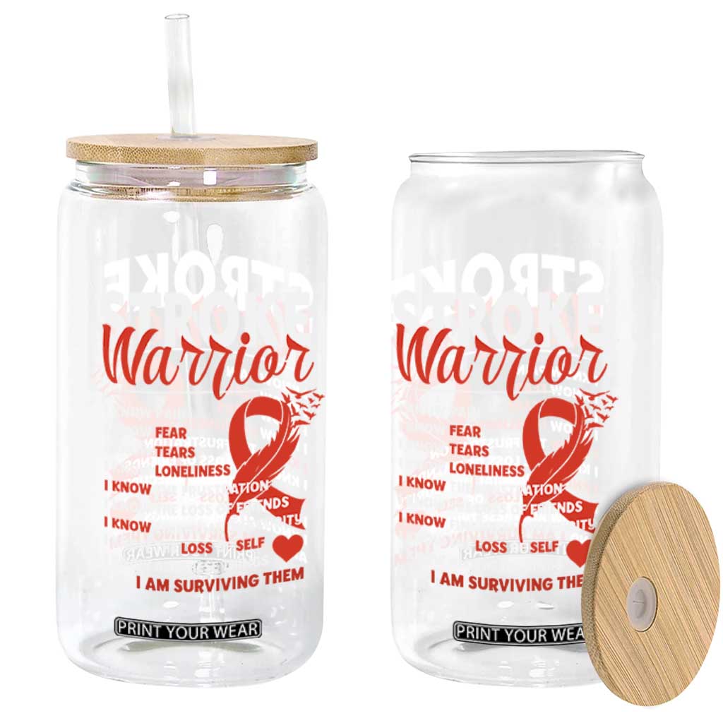 Stroke Warrior Glass Can I Know Pain Fear Feather Red Ribbon TS11 Print Your Wear