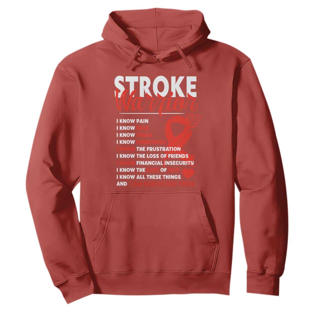 Stroke Warrior Hoodie I Know Pain Fear Feather Red Ribbon TS11 Red Print Your Wear