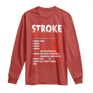 Stroke Warrior Long Sleeve Shirt I Know Pain Fear Feather Red Ribbon TS11 Red Print Your Wear