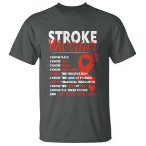 Stroke Warrior T Shirt I Know Pain Fear Feather Red Ribbon TS11 Dark Heather Print Your Wear
