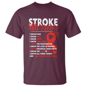 Stroke Warrior T Shirt I Know Pain Fear Feather Red Ribbon TS11 Maroon Print Your Wear