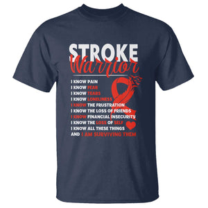 Stroke Warrior T Shirt I Know Pain Fear Feather Red Ribbon TS11 Navy Print Your Wear