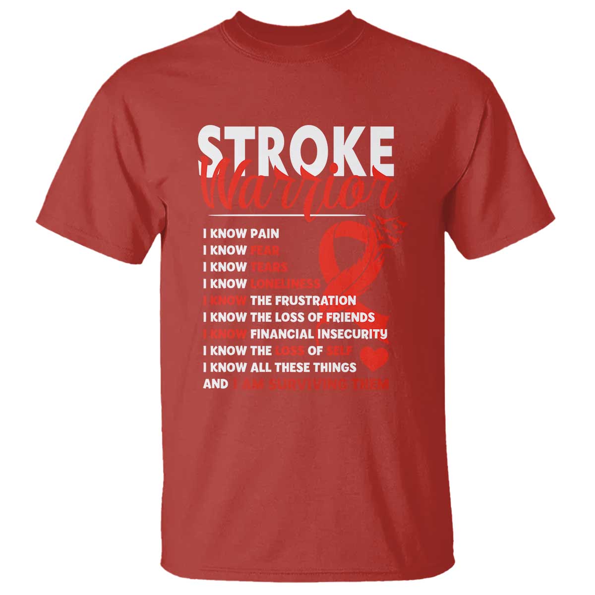 Stroke Warrior T Shirt I Know Pain Fear Feather Red Ribbon TS11 Red Print Your Wear