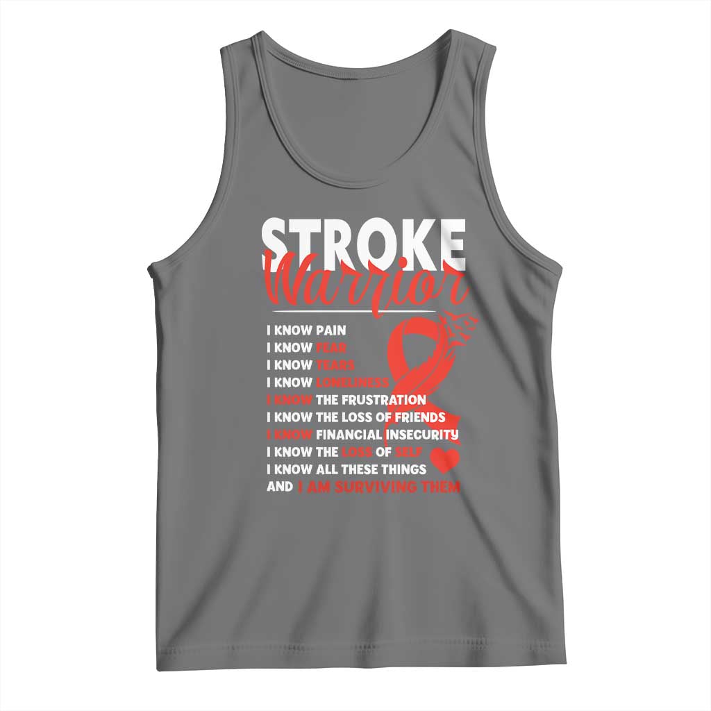 Stroke Warrior Tank Top I Know Pain Fear Feather Red Ribbon TS11 Black Heather Print Your Wear