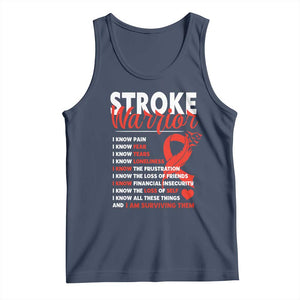 Stroke Warrior Tank Top I Know Pain Fear Feather Red Ribbon TS11 Navy Print Your Wear