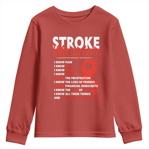 Stroke Warrior Youth Sweatshirt I Know Pain Fear Feather Red Ribbon TS11 Red Print Your Wear