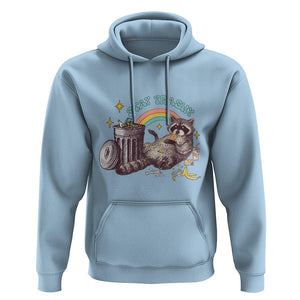 Funny Raccoon Hoodie Stay Trashy Rainbow Bin Cute Trash Panda TS11 Light Blue Print Your Wear
