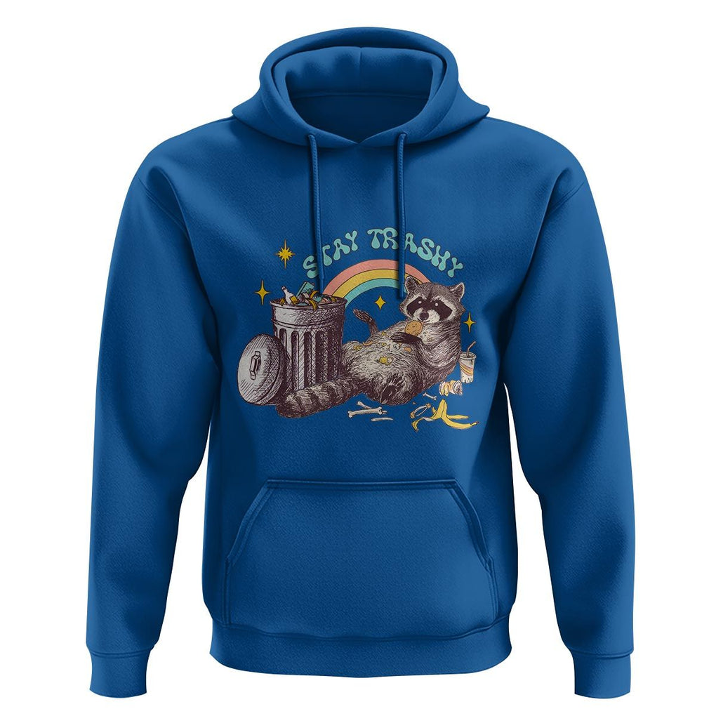 Funny Raccoon Hoodie Stay Trashy Rainbow Bin Cute Trash Panda TS11 Royal Blue Print Your Wear