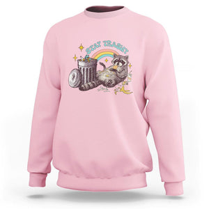 Funny Raccoon Sweatshirt Stay Trashy Rainbow Bin Cute Trash Panda TS11 Light Pink Print Your Wear