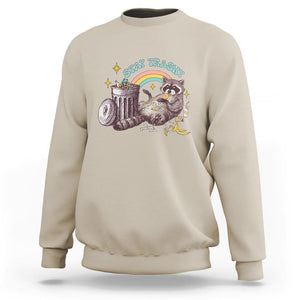 Funny Raccoon Sweatshirt Stay Trashy Rainbow Bin Cute Trash Panda TS11 Sand Print Your Wear