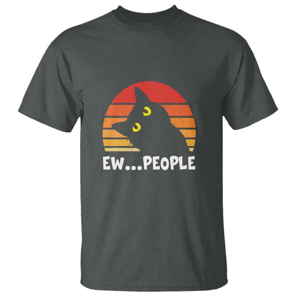 Funny Black Cat T Shirt Eww People Vintage Retro Kitten TS11 Dark Heather Print Your Wear
