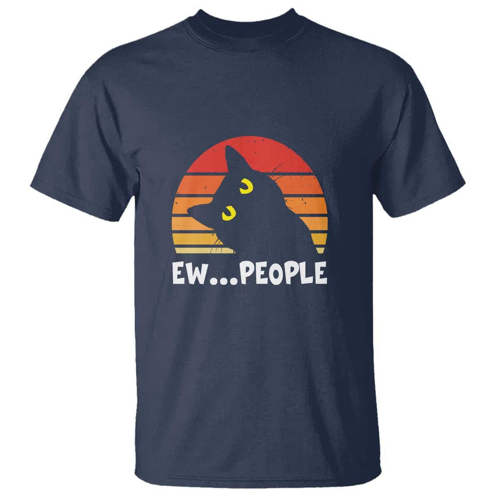 Funny Black Cat T Shirt Eww People Vintage Retro Kitten TS11 Navy Print Your Wear