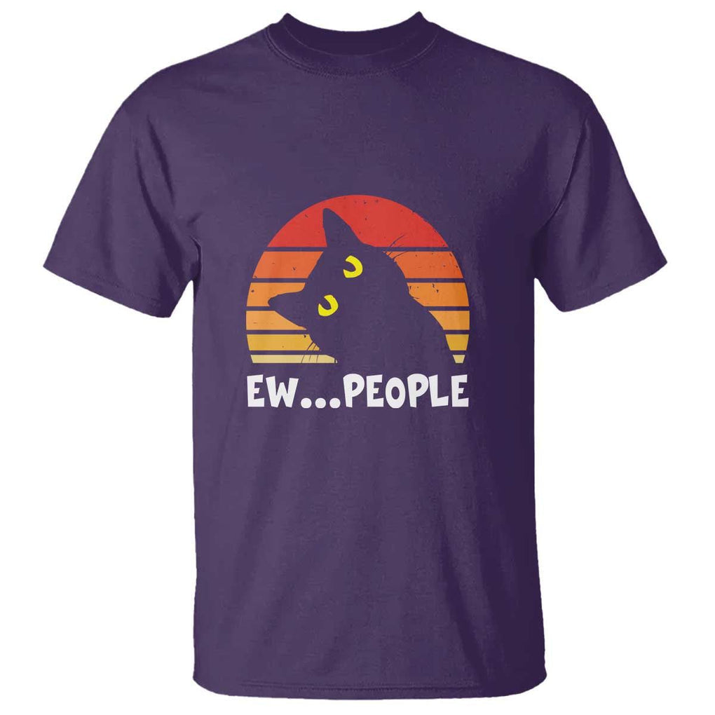 Funny Black Cat T Shirt Eww People Vintage Retro Kitten TS11 Purple Print Your Wear