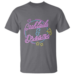 80s Vintage Style T Shirt Cocktails And Dreams Neon Sign Summer Vibe TS11 Charcoal Print Your Wear