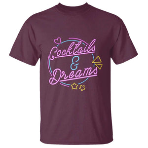 80s Vintage Style T Shirt Cocktails And Dreams Neon Sign Summer Vibe TS11 Maroon Print Your Wear