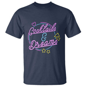 80s Vintage Style T Shirt Cocktails And Dreams Neon Sign Summer Vibe TS11 Navy Print Your Wear