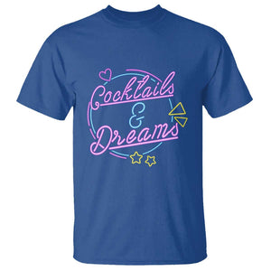 80s Vintage Style T Shirt Cocktails And Dreams Neon Sign Summer Vibe TS11 Royal Blue Print Your Wear