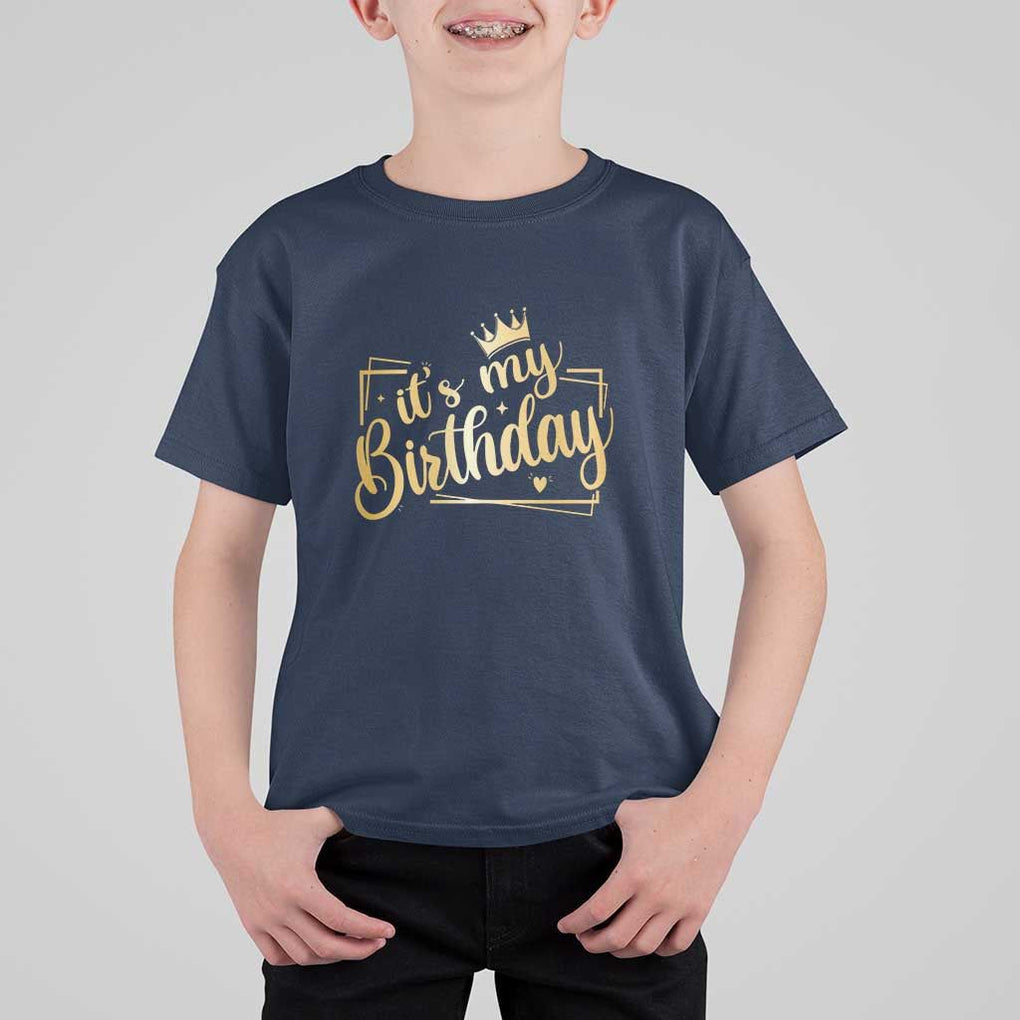 It's My Birthday Party T Shirt For Kid B-day Squad Crown TS11 Navy Print Your Wear