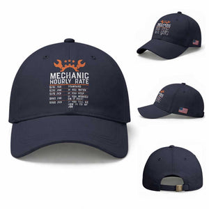 Funny Mechanic Hourly Rate Auto Car Mechanic Labor Rates Baseball Cap TS11 Baseball Cap Universal Fit Navy Print Your Wear