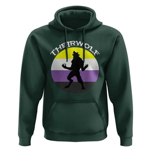 Non Binary Hoodie Theirwolf Enby Flag LGBTQ Pride TS11 Dark Forest Green Print Your Wear