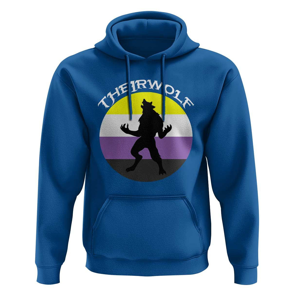 Non Binary Hoodie Theirwolf Enby Flag LGBTQ Pride TS11 Royal Blue Print Your Wear