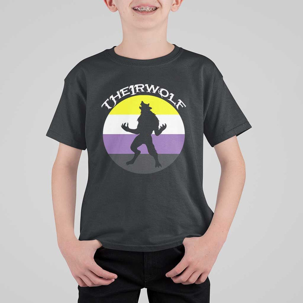 Non Binary T Shirt For Kid Theirwolf Enby Flag LGBTQ Pride TS11 Black Print Your Wear