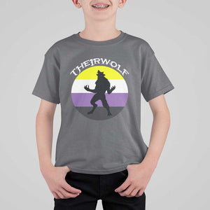 Non Binary T Shirt For Kid Theirwolf Enby Flag LGBTQ Pride TS11 Charcoal Print Your Wear