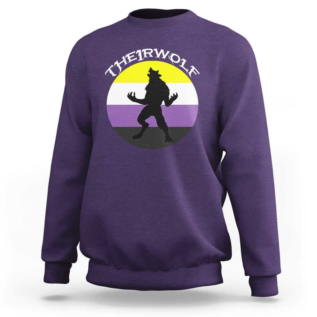 Non Binary Sweatshirt Theirwolf Enby Flag LGBTQ Pride TS11 Purple Print Your Wear