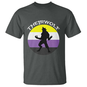 Non Binary T Shirt Theirwolf Enby Flag LGBTQ Pride TS11 Dark Heather Print Your Wear
